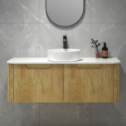 Amos 1210X460X430mm Plywood Light Oak Fluted Curve Vanity With Flat Top