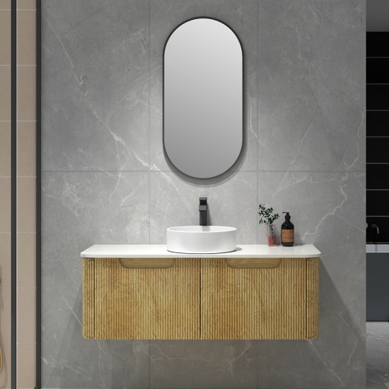 Amos 1210X460X430mm Plywood Light Oak Fluted Curve Vanity With Flat Top