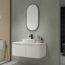 Amos 1210X460X430mm Plywood Matte White Fluted Curve Vanity With Flat Top