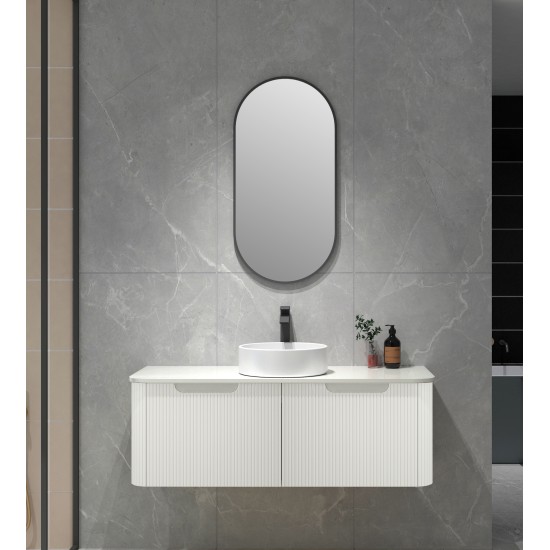 Amos 1210X460X430mm Plywood Matte White Fluted Curve Vanity With Flat Top