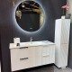 Billy 1210x465x585mm Plywood Matt White Wall Hung Fluted Curve Vanity With Ceramic Top