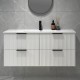 Billy 1210x465x585mm Plywood Matt White Wall Hung Fluted Curve Vanity With Ceramic Top