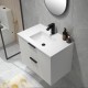 Billy 755x465x585mm Plywood Matt White Wall Hung Fluted Curve Vanity With Ceramic Top