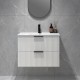 Billy 755x465x585mm Plywood Matt White Wall Hung Fluted Curve Vanity With Ceramic Top