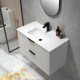 Billy 910x465x585mm Plywood Matt White Wall Hung Fluted Curve Vanity With Ceramic Top