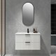 Billy 910x465x585mm Plywood Matt White Wall Hung Fluted Curve Vanity With Ceramic Top