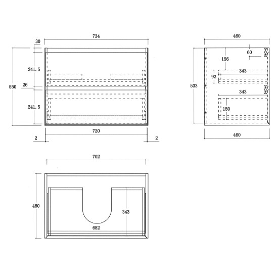 Cavon 750X470X560mm Plywood Fluted Light Oak Wall Hung Vanity 