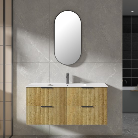 Felix 1200X465X565mm Plywood Light Oak Fluted Vanity