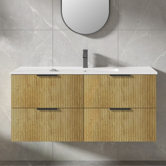 Felix 1200X465X565mm Plywood Light Oak Fluted Vanity