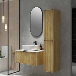 Felix 760X510X360mm Plywood Light Oak Fluted Vanity With Flat Top
