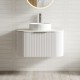 Luma 750X455X450mm Plywood Matte White Fluted Curve Vanity With Flat Top