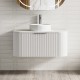 Luma 900X455X450mm Plywood Matte White Fluted Curve Vanity With Flat Top
