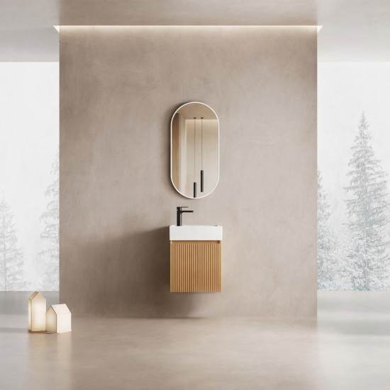 Mino 400X200X620MM PLYWOOD WALL HUNG VANITY - LIGHT OAK WITH TOP