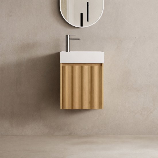 Mino 400X200X620MM PLYWOOD WALL HUNG VANITY - LIGHT OAK WITH TOP