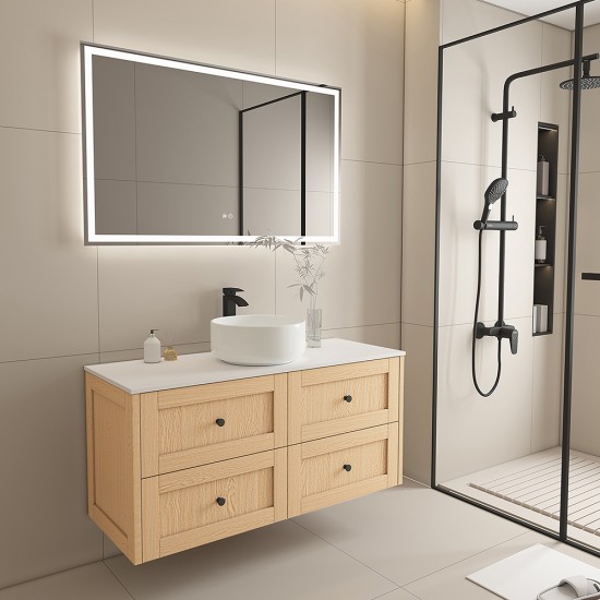 Vero 1200X460X560mm Plywood Light Oak Wall Hung Vanity With Flat Top
