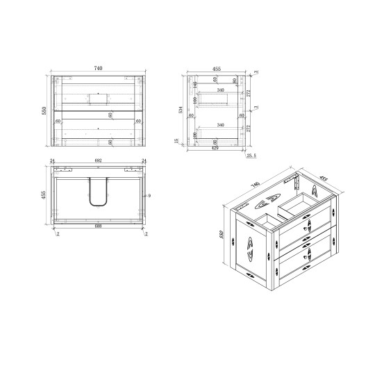 Vero 750X460X560mm Plywood Light Oak Wall Hung Vanity With Flat Top
