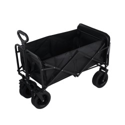 Foldable Outdoor Wagon Trolley Cart Folding Dining Table Metal Frame Collapsible 360° Swivel Wheel with Brake Storage Car Adjustable Handle Camping  Picnic