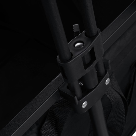 Foldable Outdoor Wagon Trolley Cart Folding Dining Table Metal Frame Collapsible 360° Swivel Wheel with Brake Storage Car Adjustable Handle Camping  Picnic