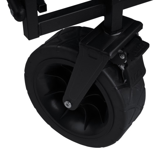 Foldable Outdoor Wagon Trolley Cart Folding Dining Table Metal Frame Collapsible 360° Swivel Wheel with Brake Storage Car Adjustable Handle Camping  Picnic