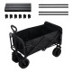 Foldable Outdoor Wagon Trolley Cart Folding Dining Table Metal Frame Collapsible 360° Swivel Wheel with Brake Storage Car Adjustable Handle Camping  Picnic