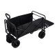 Foldable Outdoor Wagon Trolley Cart Folding Dining Table Metal Frame Collapsible 360° Swivel Wheel with Brake Storage Car Adjustable Handle Camping  Picnic