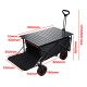 Foldable Outdoor Wagon Trolley Cart Folding Dining Table Metal Frame Collapsible 360° Swivel Wheel with Brake Storage Car Adjustable Handle Camping  Picnic