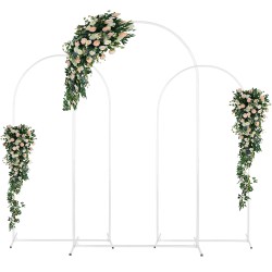 3PCs Wedding Metal Arch Backdrop Stand For Wedding Baby Shower Birthday Anniversary Graduation Garden Balloon Arch Decoration White