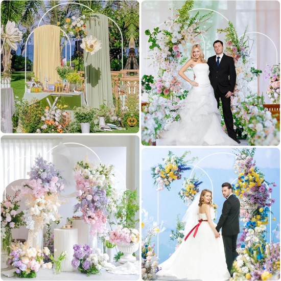 100*200CM Wedding Metal Arch Backdrop Stand, For Wedding Baby Shower Birthday Anniversary Graduation Garden Balloon Arch Decoration White
