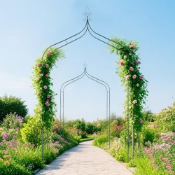 1pc Elegant Dark Green Metal Garden Arch - Lush Ivy Climbing Trellis for Weddings & Outdoor Events, Perfect for Patio Parties & Lawn Decor