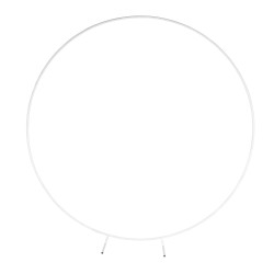 200CM White Round Balloon Backdrop Party Arch Stand Metal Circle Heavy Duty Wedding Arch Frame for Ceremony Birthday Party Anniversary Bridal Graduation Decoration