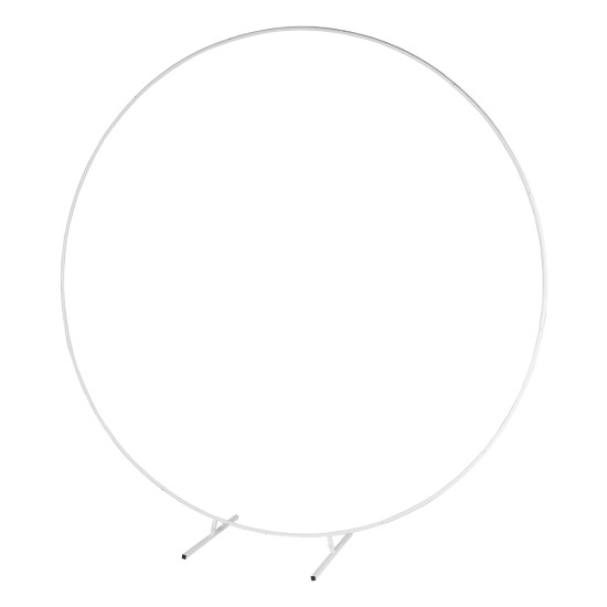 200CM White Round Balloon Backdrop Party Arch Stand Metal Circle Heavy Duty Wedding Arch Frame for Ceremony Birthday Party Anniversary Bridal Graduation Decoration
