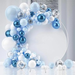 200CM White Round Balloon Backdrop Party Arch Stand Metal Circle Heavy Duty Wedding Arch Frame for Ceremony Birthday Party Anniversary Bridal Graduation Decoration