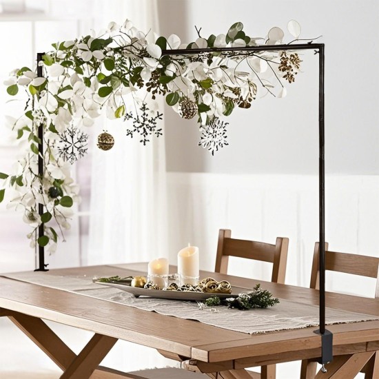 Metal Table Balloon Arch Kit, Adjustable Hight And Length Table Stand, For Birthday Party Wedding & Graduation Decorations, Christmas Decort Baby Shower Party Supplies Table Arch Black