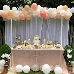 Metal Table Balloon Arch Kit, Adjustable Hight And Length Table Stand, For Birthday Party Wedding & Graduation Decorations, Christmas Decort Baby Shower Party Supplies Table Arch White
