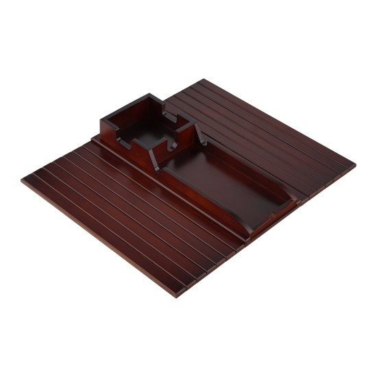 Non-slip Foldable Sofa Armrest Clip On Tray Sliding Detachable Cup Holder Couch Shelf Side Table Remote Control Phone Snacks Drinks Organizer Rack Mahogany Brown