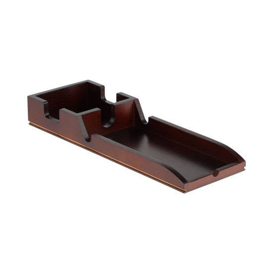 Non-slip Foldable Sofa Armrest Clip On Tray Sliding Detachable Cup Holder Couch Shelf Side Table Remote Control Phone Snacks Drinks Organizer Rack Mahogany Brown