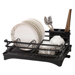 Kitchen Black Dish Drying Drainer Storage Rack Wire Basket 1 Tier Holder Organiser