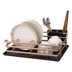 Kitchen Copper&Black Color Dish Drying Drainer Storage Rack Wire Basket 1 Tier Holder Organiser