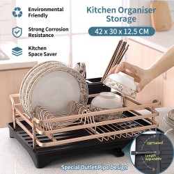 Kitchen Copper&Black Color Dish Drying Drainer Storage Rack Wire Basket 1 Tier Holder Organiser