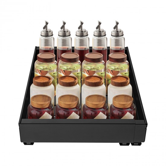 Kitchen Storage Shelf Cabinet Basket Pull Out Drawer Expandable 31-52cm Black