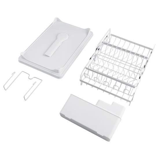 2 Tier Foldable Dish Drying Rack Kitchen Plate Bowl Cup Organizer Cutlery Storage White