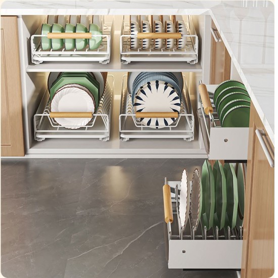 Pull Out Kitchen Cabinet Storage Shelf Rack Drawer Sliding Organizer White