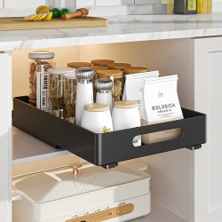 Kitchen Storage Shelf Organizer Under Cabinet Basket Pull Out Sliding Drawer Black