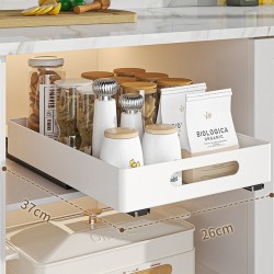 Kitchen Under Sink Shelf Cabinet Basket Pull Out Sliding Drawer Organizer White