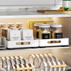 Kitchen Under Sink Shelf Cabinet Basket Pull Out Sliding Drawer Organizer White