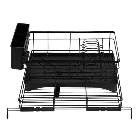 Expandable Dish Bowl Storage Rack Sink Drainer Kitchen Plate Drying Holder Black