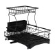2 Tiers Black Expandable Dish Drying Rack Kitchen Sink Counter Organizer Bowl Cup Plate Cutlery Storage