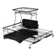 2 Tiers Black Expandable Dish Drying Rack Kitchen Sink Counter Organizer Bowl Cup Plate Cutlery Storage
