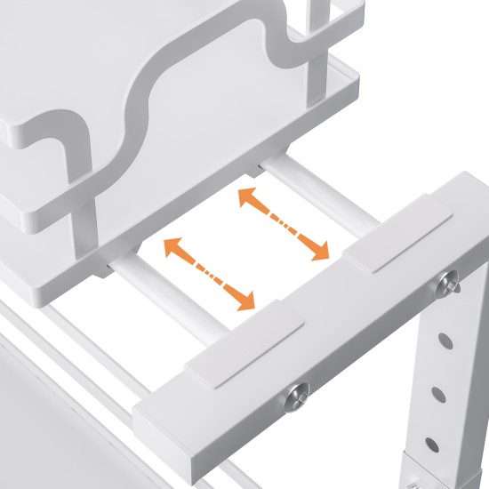 2 Tier Slide Out Under Sink Organizers And Storage Height Adjustable Wooden Handle Pull Out Cabinet Organizer Drawers White