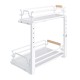 2 Tier Slide Out Under Sink Organizers And Storage Height Adjustable Wooden Handle Pull Out Cabinet Organizer Drawers White